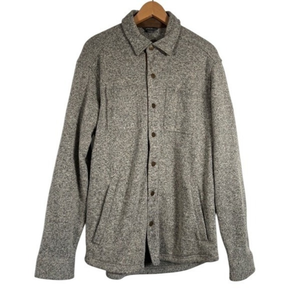 Eddie Bauer Sherpa Lined‎ Fleece Shirt Jacket Mens Gray Button Up - Large